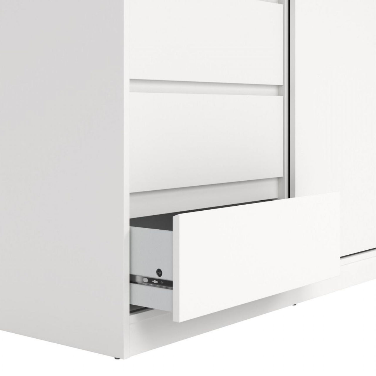 Naia Wardrobe with 1 Sliding Door and 1 Door + 3 Drawers in White