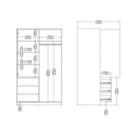 Thumbnail for Wardrobe with 1 Sliding door 1 door + 3 drawers in Jackson Hickory Oak