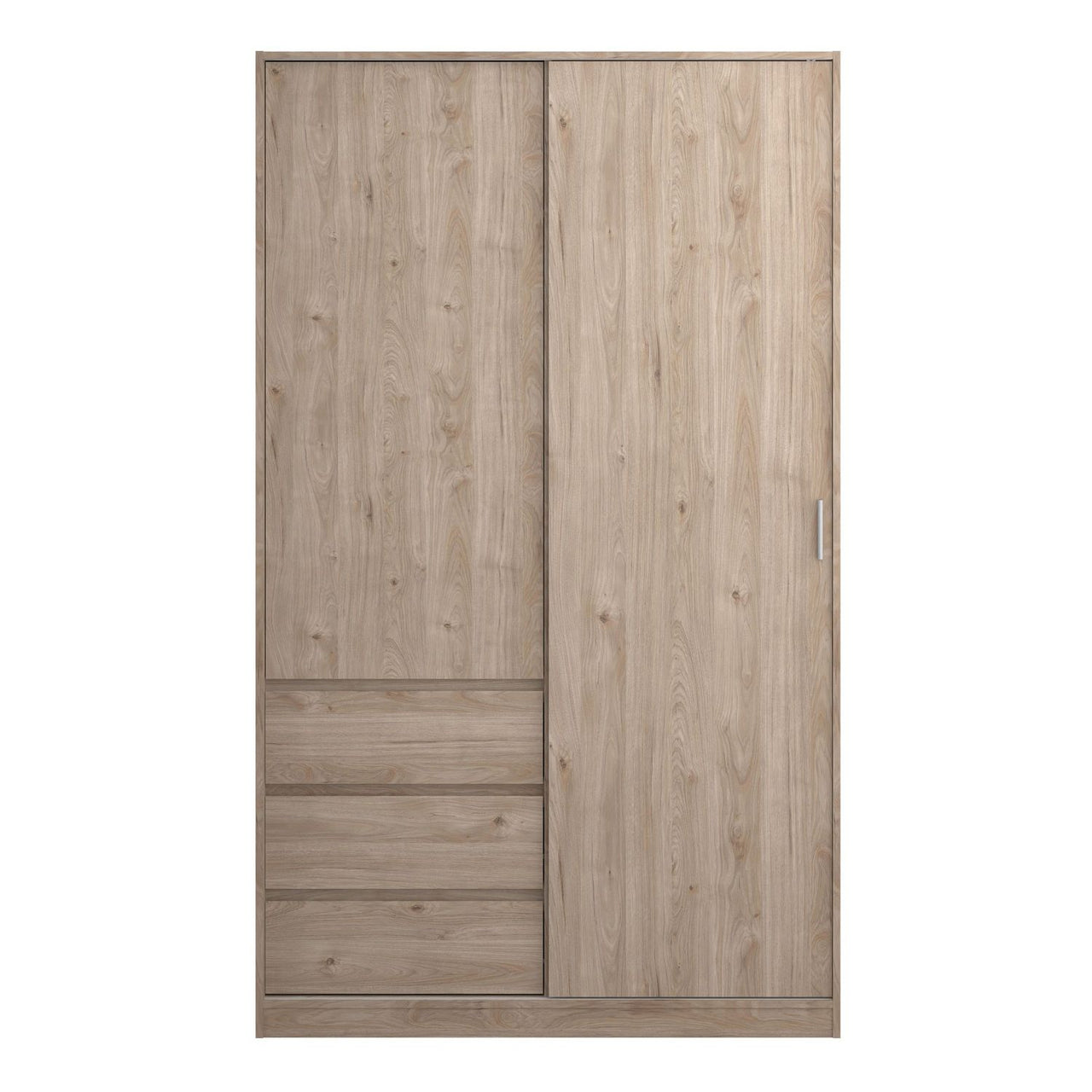 Wardrobe with 1 Sliding door 1 door + 3 drawers in Jackson Hickory Oak