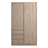 Thumbnail for Wardrobe with 1 Sliding door 1 door + 3 drawers in Jackson Hickory Oak