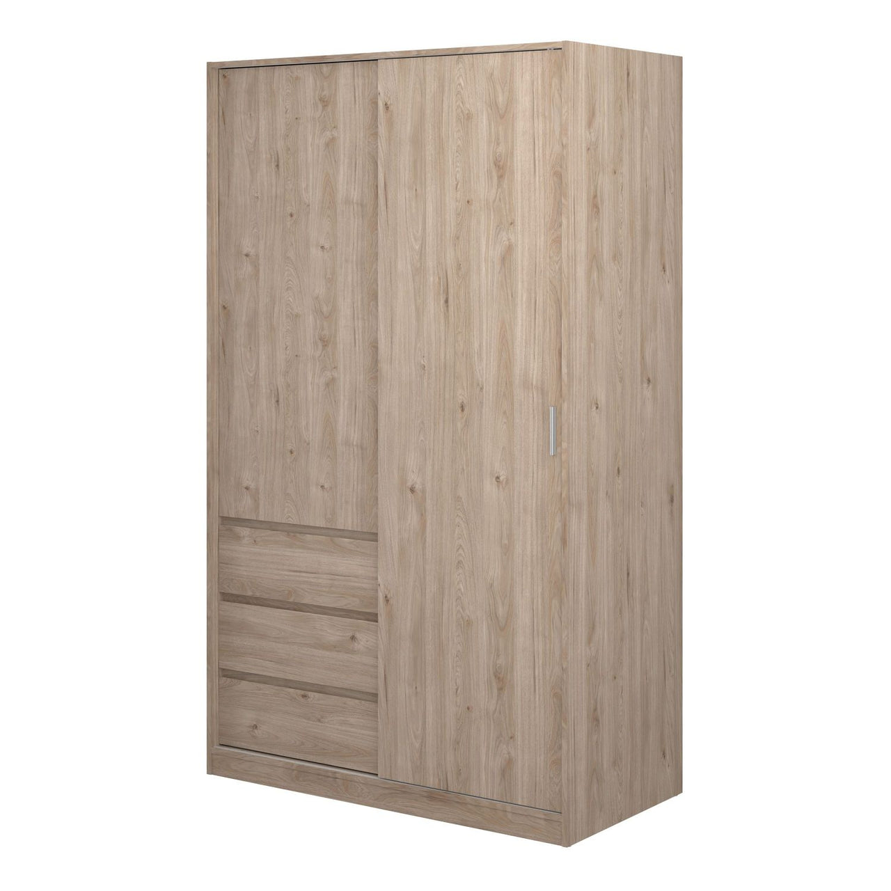 Wardrobe with 1 Sliding door 1 door + 3 drawers in Jackson Hickory Oak