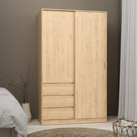 Thumbnail for Wardrobe with 1 Sliding door 1 door + 3 drawers in Jackson Hickory Oak