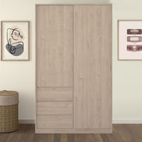 Thumbnail for Wardrobe with 1 Sliding door 1 door + 3 drawers in Jackson Hickory Oak