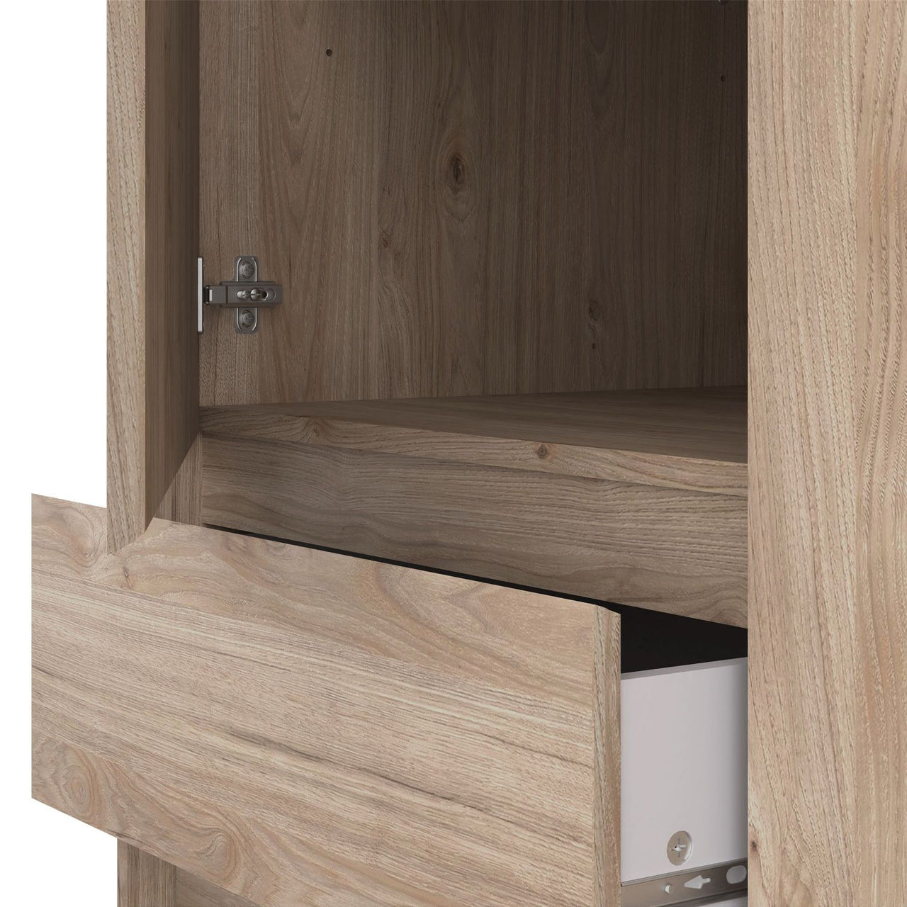 Wardrobe with 1 Sliding door 1 door + 3 drawers in Jackson Hickory Oak