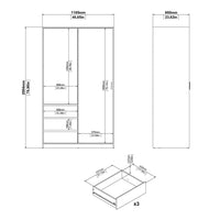 Thumbnail for Wardrobe with 1 Sliding door 1 door + 3 drawers in White High Gloss