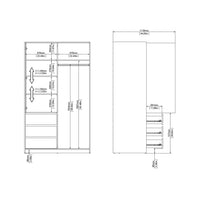 Thumbnail for Wardrobe with 1 Sliding door 1 door + 3 drawers in White High Gloss