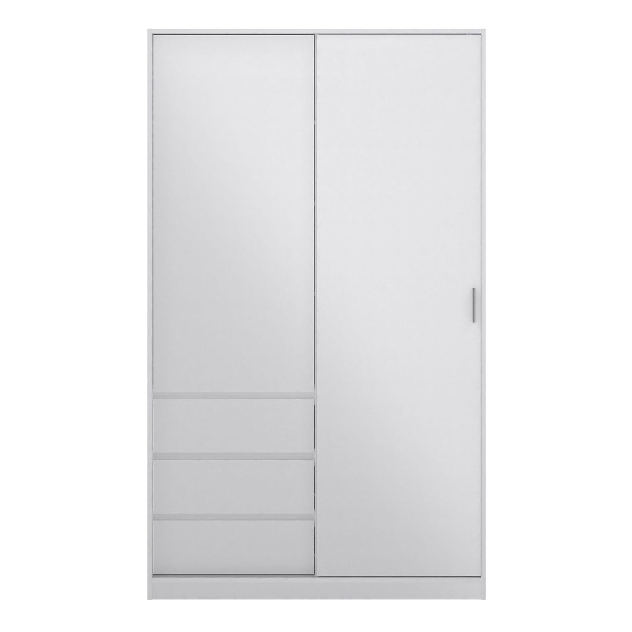 Wardrobe with 1 Sliding door 1 door + 3 drawers in White High Gloss