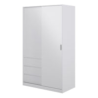 Thumbnail for Wardrobe with 1 Sliding door 1 door + 3 drawers in White High Gloss