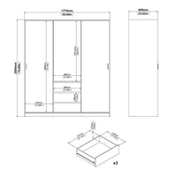 Thumbnail for Naia Wardrobe with 2 sliding doors + 1 door + 3 drawers in Jackson Hickory Oak