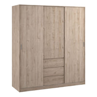 Thumbnail for Naia Wardrobe with 2 sliding doors + 1 door + 3 drawers in Jackson Hickory Oak