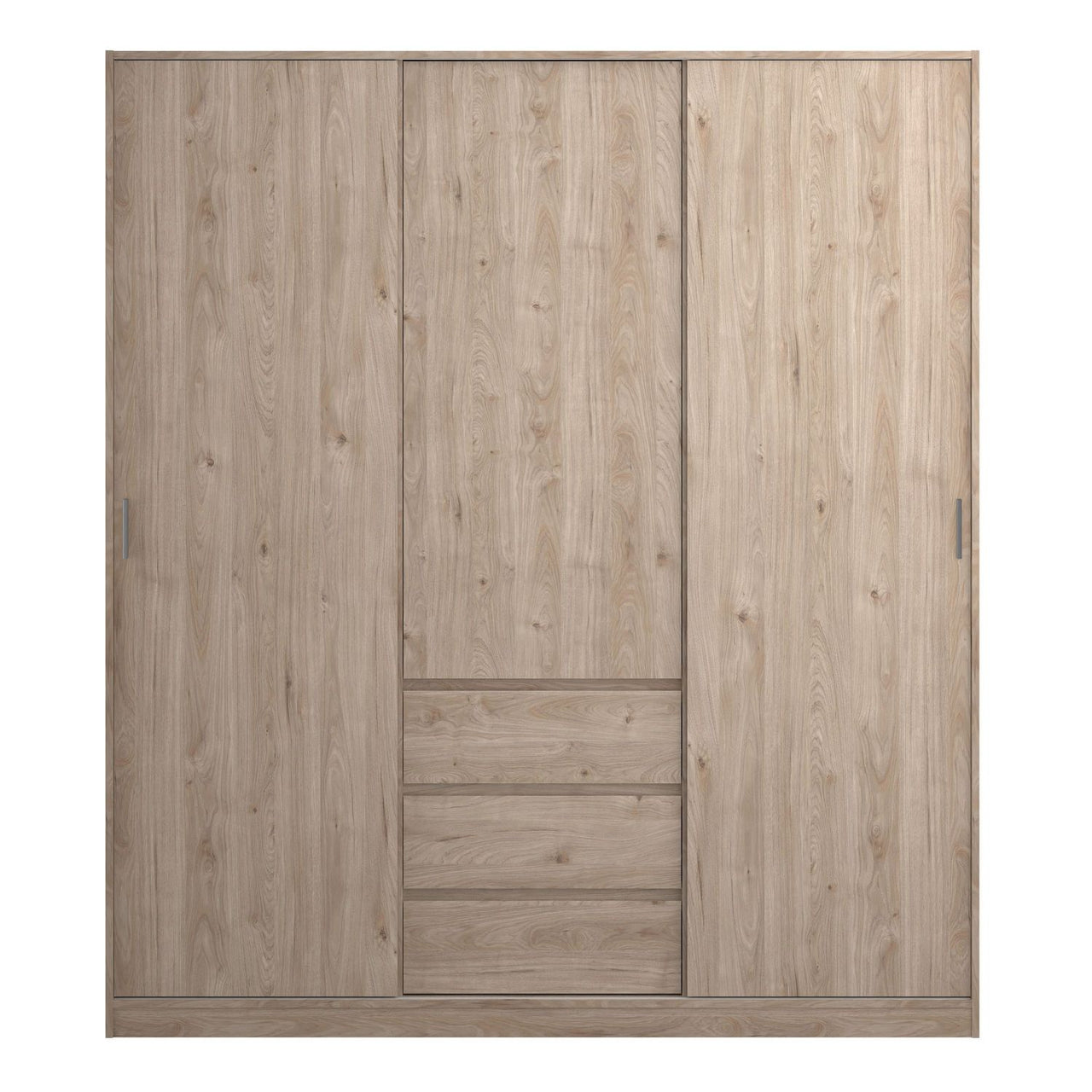 Naia Wardrobe with 2 sliding doors + 1 door + 3 drawers in Jackson Hickory Oak