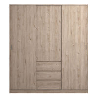 Thumbnail for Naia Wardrobe with 2 sliding doors + 1 door + 3 drawers in Jackson Hickory Oak