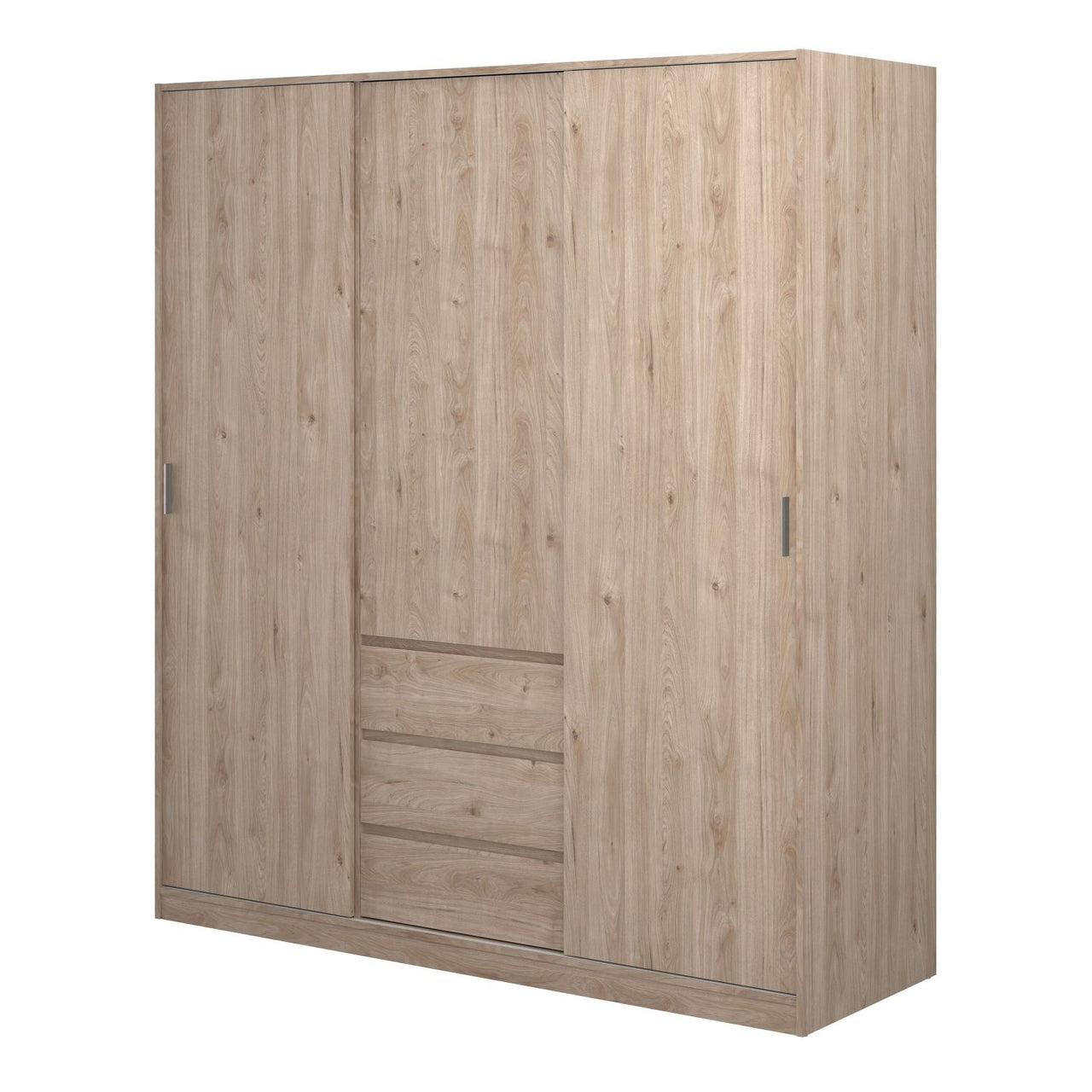 Naia Wardrobe with 2 sliding doors + 1 door + 3 drawers in Jackson Hickory Oak