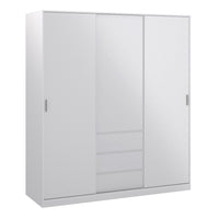 Thumbnail for Wardrobe with 2 sliding doors 1 door + 3 drawers in White High Gloss