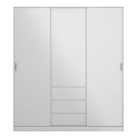 Thumbnail for Wardrobe with 2 sliding doors 1 door + 3 drawers in White High Gloss