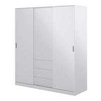 Thumbnail for Wardrobe with 2 sliding doors 1 door + 3 drawers in White High Gloss