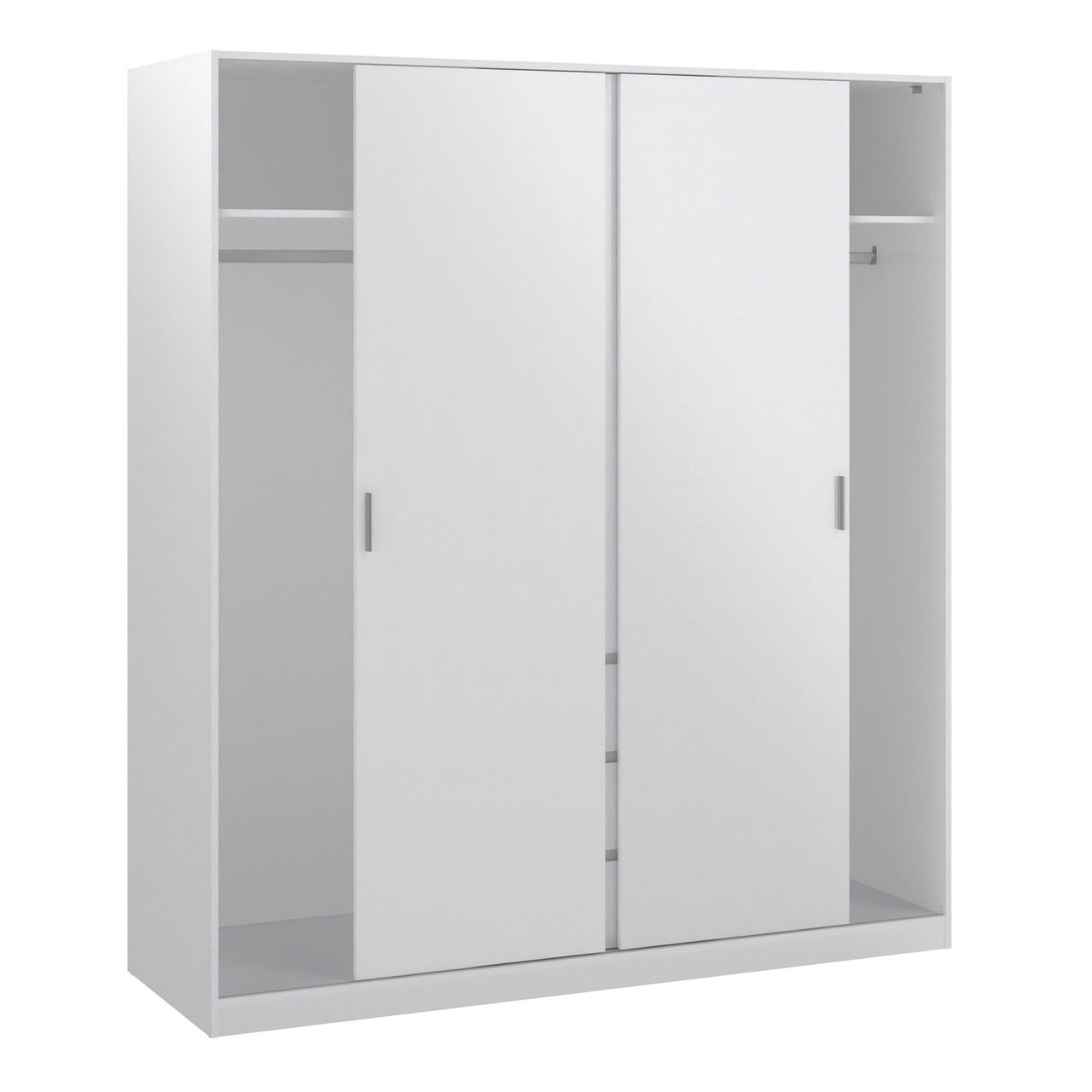 Wardrobe with 2 sliding doors 1 door + 3 drawers in White High Gloss