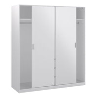 Thumbnail for Wardrobe with 2 sliding doors 1 door + 3 drawers in White High Gloss