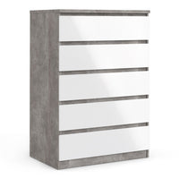 Thumbnail for Concrete And White High Gloss 5 Drawer Chest