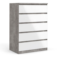 Thumbnail for Concrete And White High Gloss 5 Drawer Chest