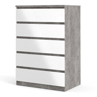 Thumbnail for Concrete And White High Gloss 5 Drawer Chest