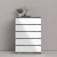 Thumbnail for Concrete And White High Gloss 5 Drawer Chest