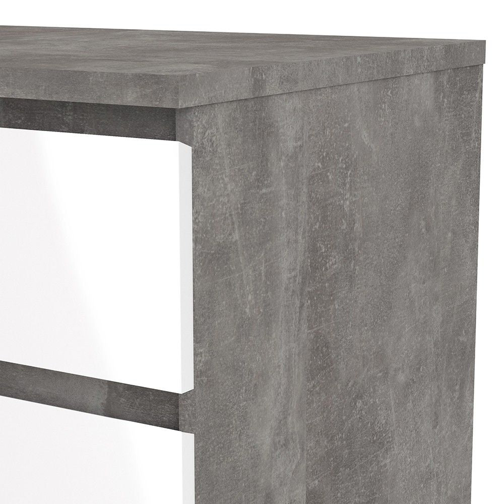 Concrete And White High Gloss 5 Drawer Chest