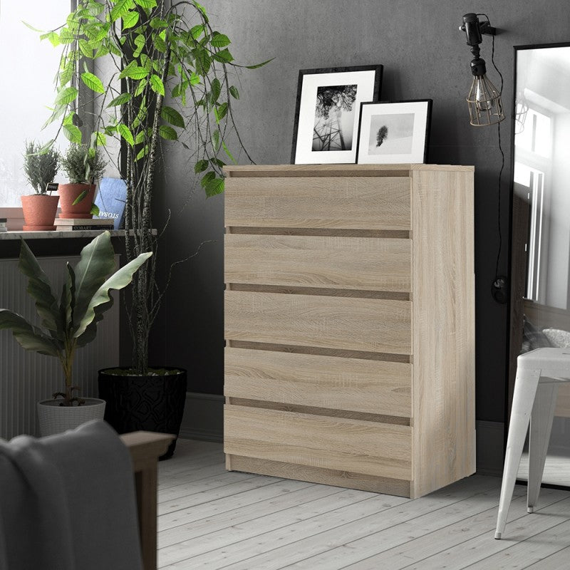 Chest of 5 Drawers in Jackson Hickory Oak Effect