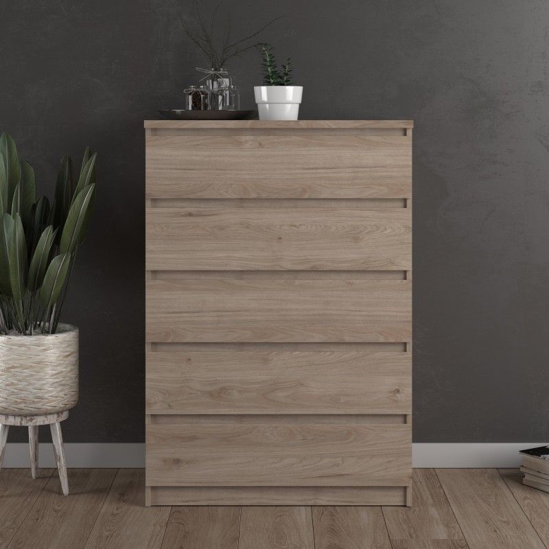 Chest of 5 Drawers in Jackson Hickory Oak Effect