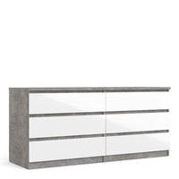 Thumbnail for Wide Concrete Grey and White High Gloss 6 Drawer Chest