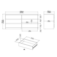 Thumbnail for Large White High Gloss Wide 6 Drawer Chest of Drawers