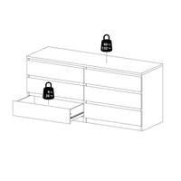 Thumbnail for Large White High Gloss Wide 6 Drawer Chest of Drawers