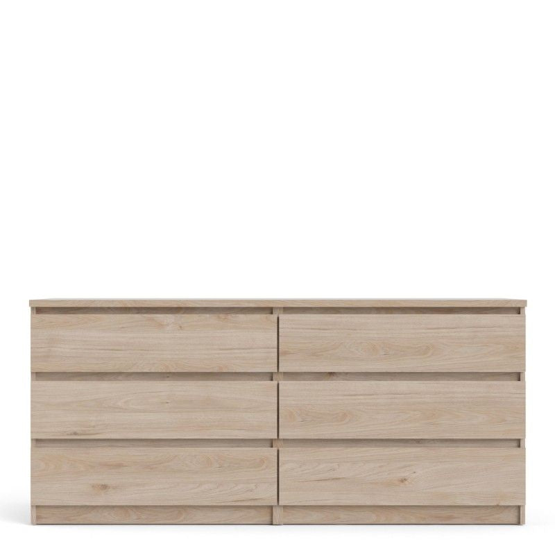 Jackson Hickory Oak Finish Wide Chest of 6 Drawers