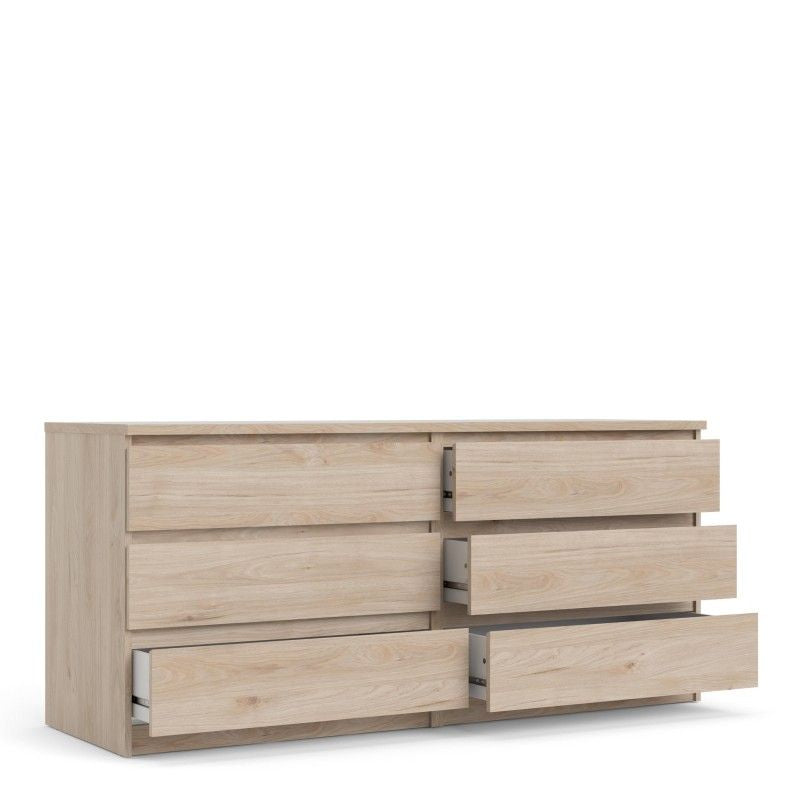 Jackson Hickory Oak Finish Wide Chest of 6 Drawers