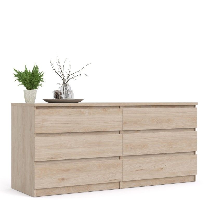 Jackson Hickory Oak Finish Wide Chest of 6 Drawers