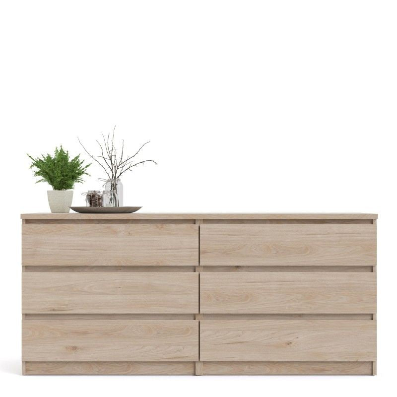 Jackson Hickory Oak Finish Wide Chest of 6 Drawers