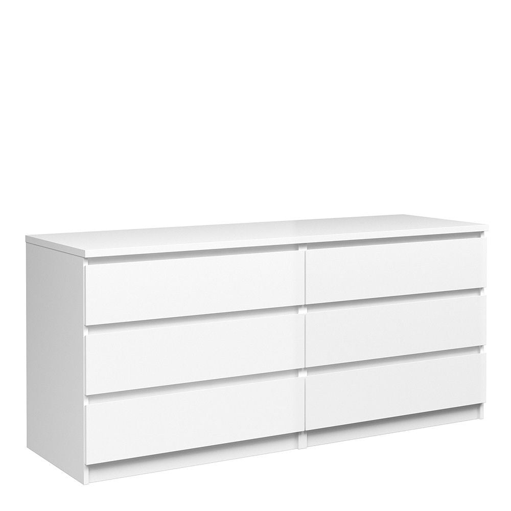 Large White High Gloss Wide 6 Drawer Chest of Drawers