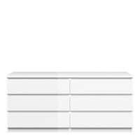 Thumbnail for Large White High Gloss Wide 6 Drawer Chest of Drawers