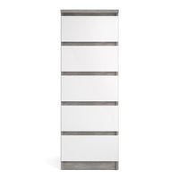 Thumbnail for Tall Narrow Concrete And White High Gloss 5 Drawer Chest