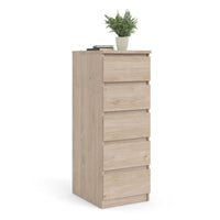 Thumbnail for Naia Narrow Chest of 5 Drawers in Jackson Hickory Oak