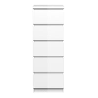 Thumbnail for White High Gloss Slim 5 Drawer Chest With Recessed Handles