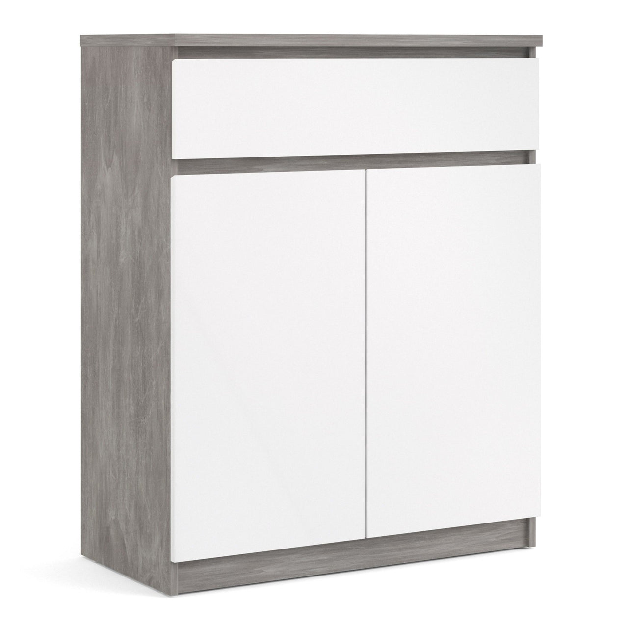 1 Drawer 2 Door Sideboard Concrete and White High Gloss