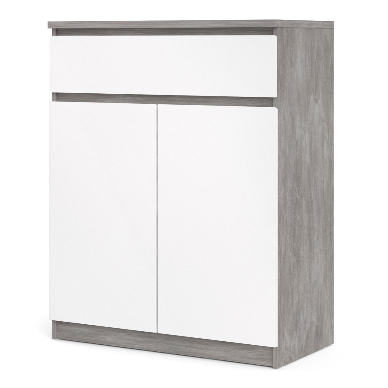 1 Drawer 2 Door Sideboard Concrete and White High Gloss