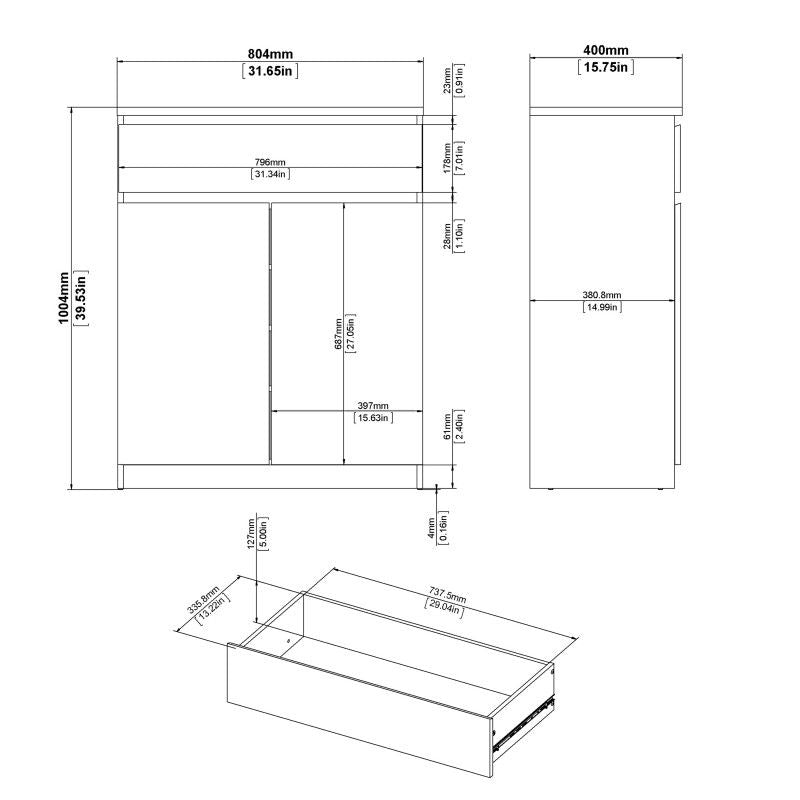 Sideboard 1 Drawer 2 Doors in Jackson Hickory Oak