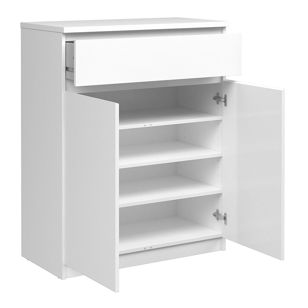 White High Gloss 1 Drawer 2 Door Small Sideboard