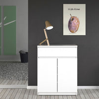 Thumbnail for White High Gloss 1 Drawer 2 Door Small Sideboard