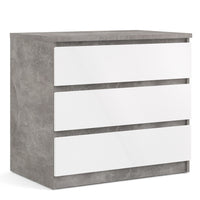 Thumbnail for Wide Concrete and White 3 Drawer Chest With Recessed Handles