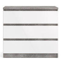 Thumbnail for Wide Concrete and White 3 Drawer Chest With Recessed Handles