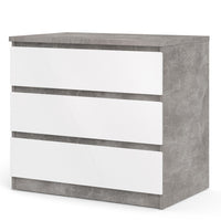 Thumbnail for Wide Concrete and White 3 Drawer Chest With Recessed Handles