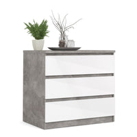 Thumbnail for Wide Concrete and White 3 Drawer Chest With Recessed Handles